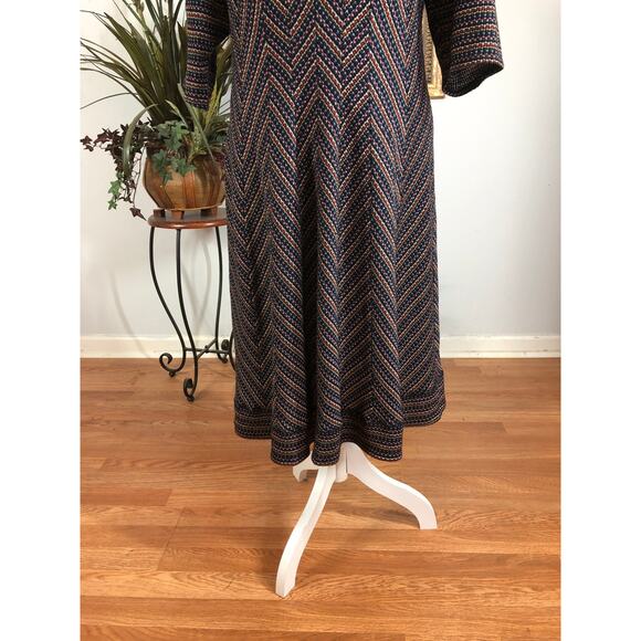Robbie Bee Dress Women 1X Multicolor Chevron Knit Midi Career Stretch - Picture 7 of 11